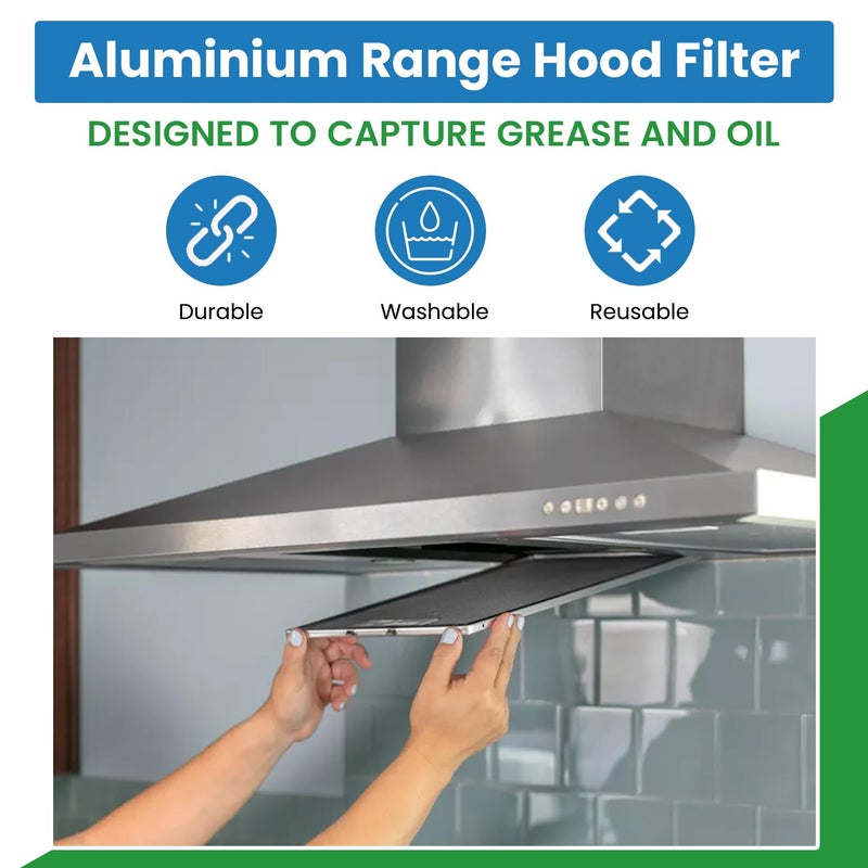 Filter Everything Replacement Aluminum Range Hood Filter Compatible with Broan 97005683, 97007894, 99010152, BPRPFA, S97017455 â€“ 9-7/8â€ x 11-11/16â€ x 3/8â€ (2-Pack) - Image 1